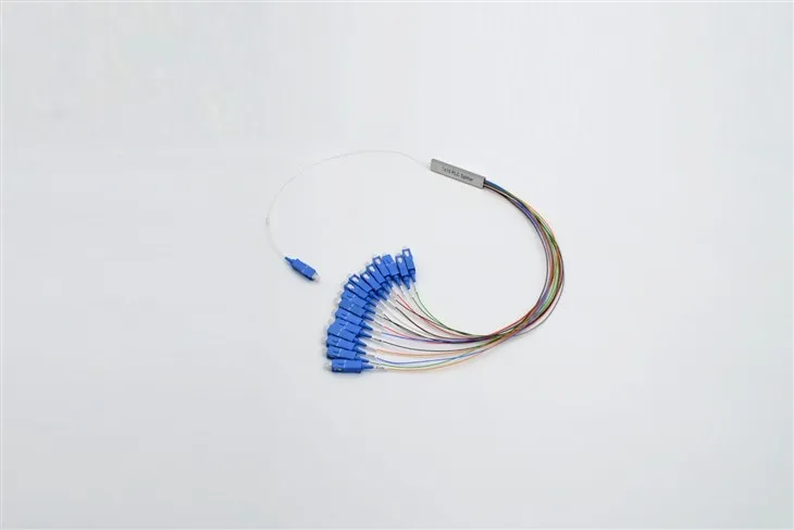 1X16 PLC Fiber Splitter, Steel Tube, Bare Fiber 250μm, SC UPC, Singlemode