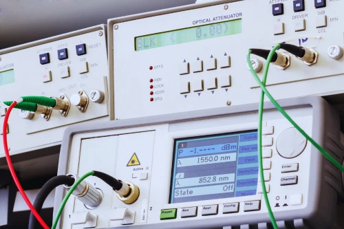OTDR test equipment connected to fiber distribution frame OTDR test equipment connected to fiber distribution frame